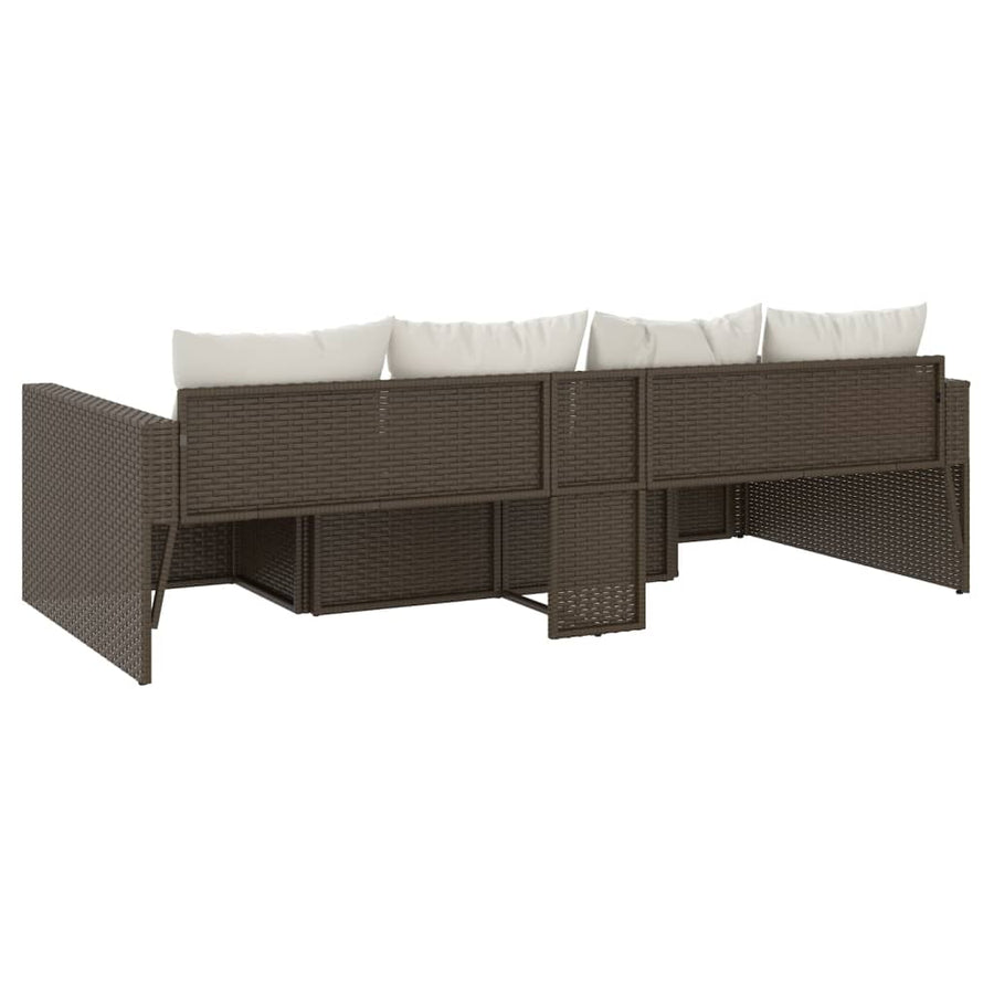 -Delige Loungeset Met Kussens Poly Rattan Bruin