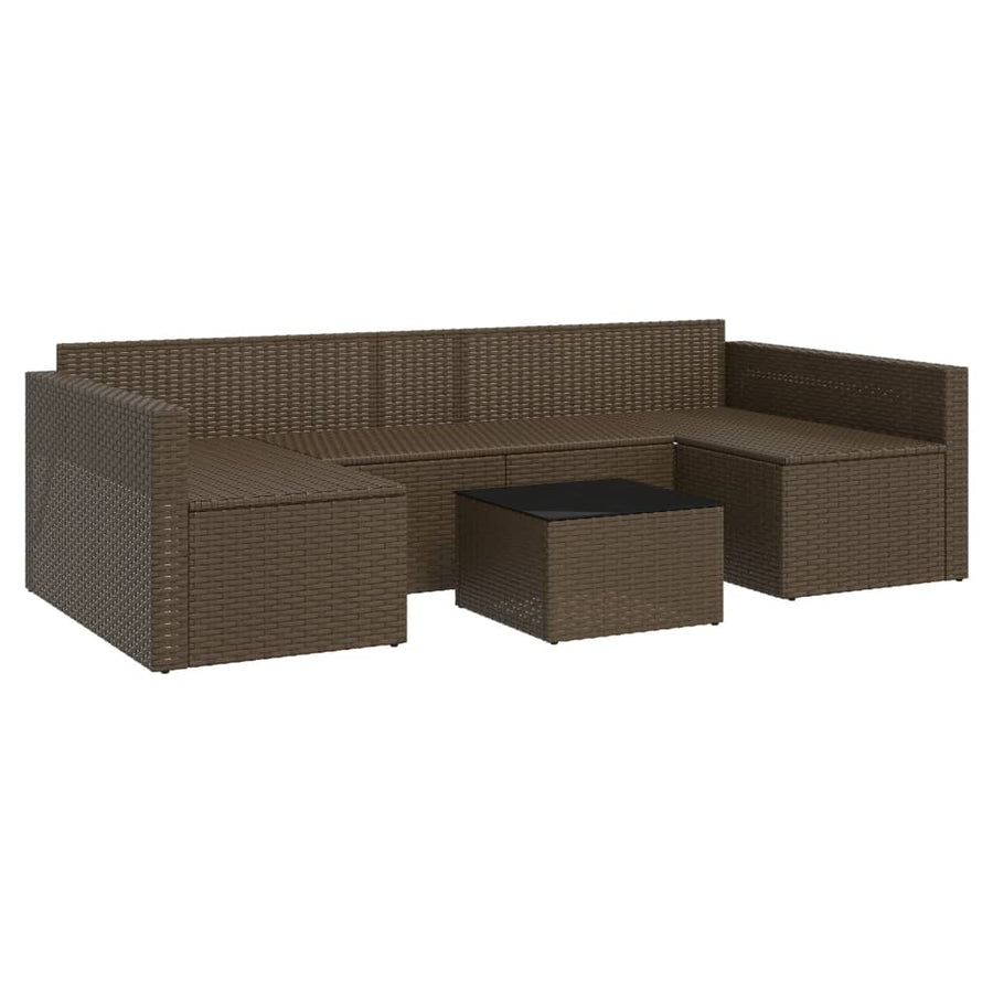 -Delige Loungeset Met Kussens Poly Rattan Bruin
