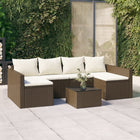 2-piece Lounge Set with cushions poly rattan brown