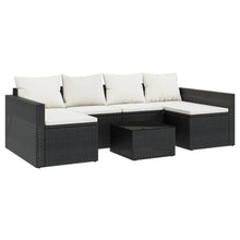 -Delige Loungeset Met Kussens Poly Rattan Zwart en crème