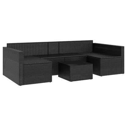 -Delige Loungeset Met Kussens Poly Rattan Zwart en crème