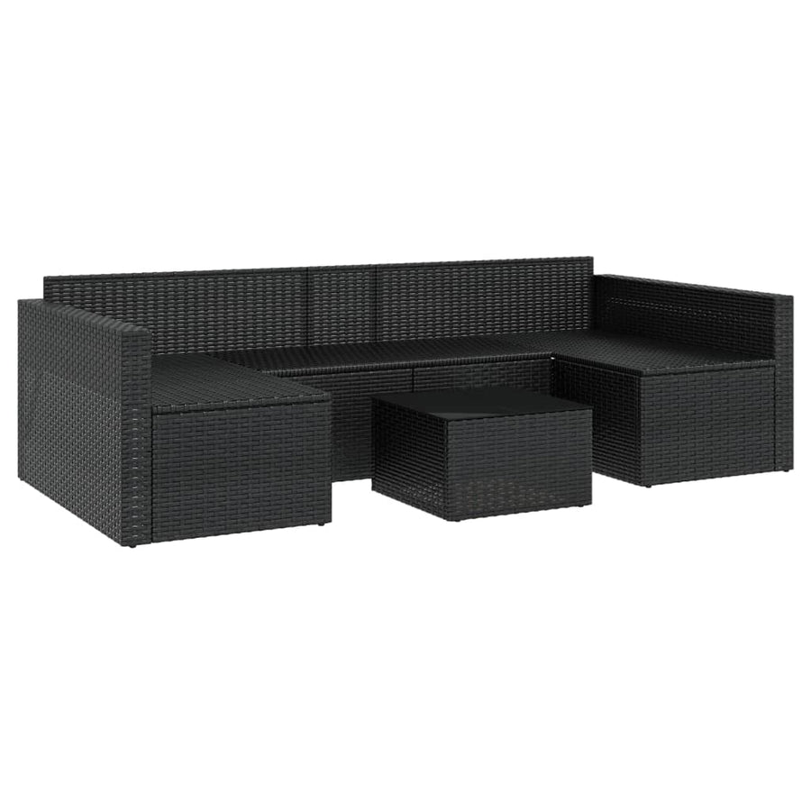 -Delige Loungeset Met Kussens Poly Rattan Zwart en crème