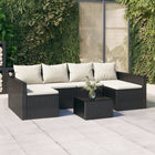 Loungeset poly rattan 2-delig zwart met kussens