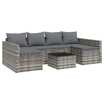 -Delige Loungeset Met Kussens Poly Rattan Grijs