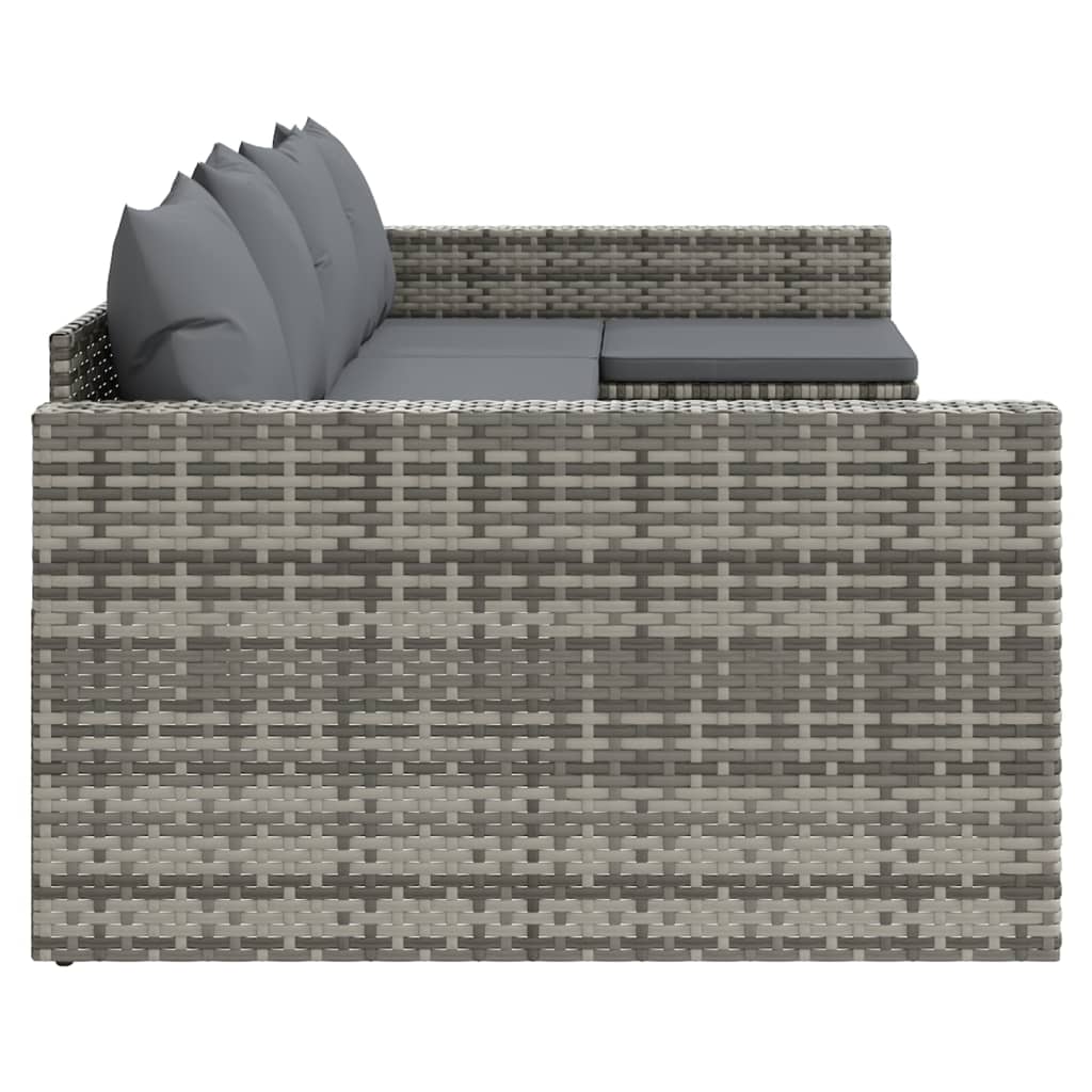 -Delige Loungeset Met Kussens Poly Rattan Grijs