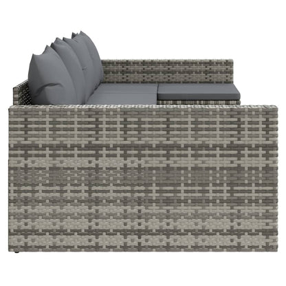 -Delige Loungeset Met Kussens Poly Rattan Grijs