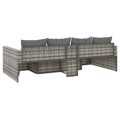 -Delige Loungeset Met Kussens Poly Rattan Grijs