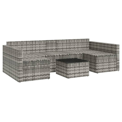 -Delige Loungeset Met Kussens Poly Rattan Grijs