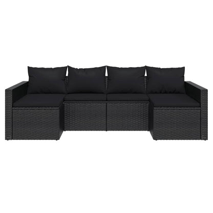 Loungeset Met Kussens Poly Rattan Zwart