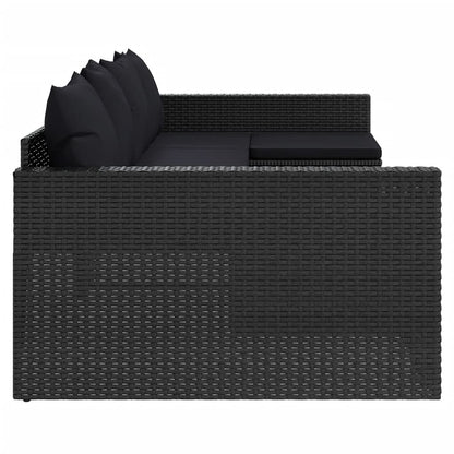 Loungeset Met Kussens Poly Rattan Zwart