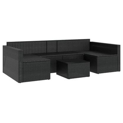Loungeset Met Kussens Poly Rattan Zwart