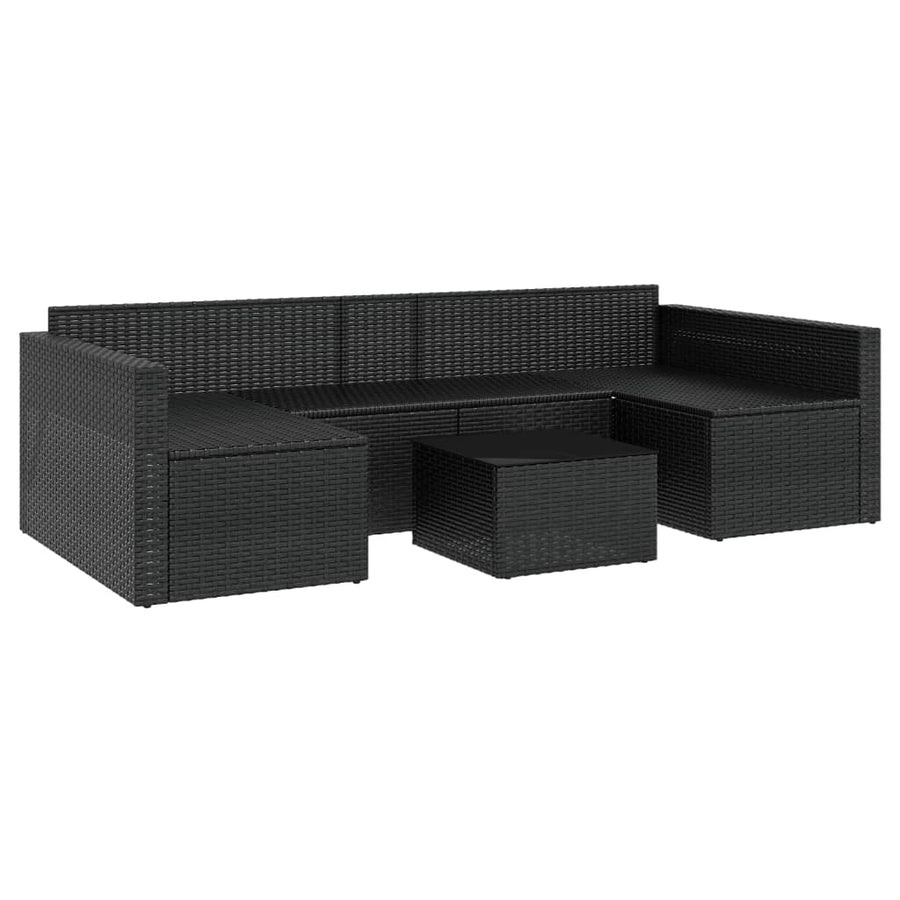 Loungeset Met Kussens Poly Rattan Zwart
