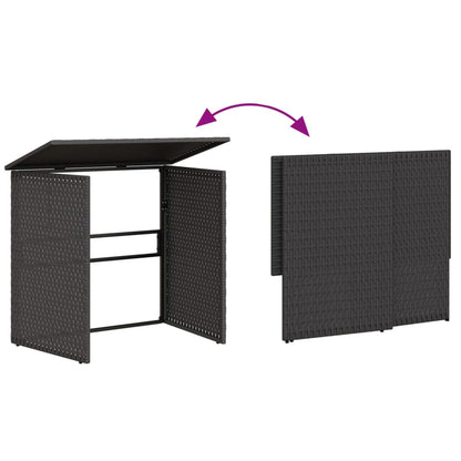 Tuinbank Met Tafel En Kussens L-Vormig Poly Rattan Zwart