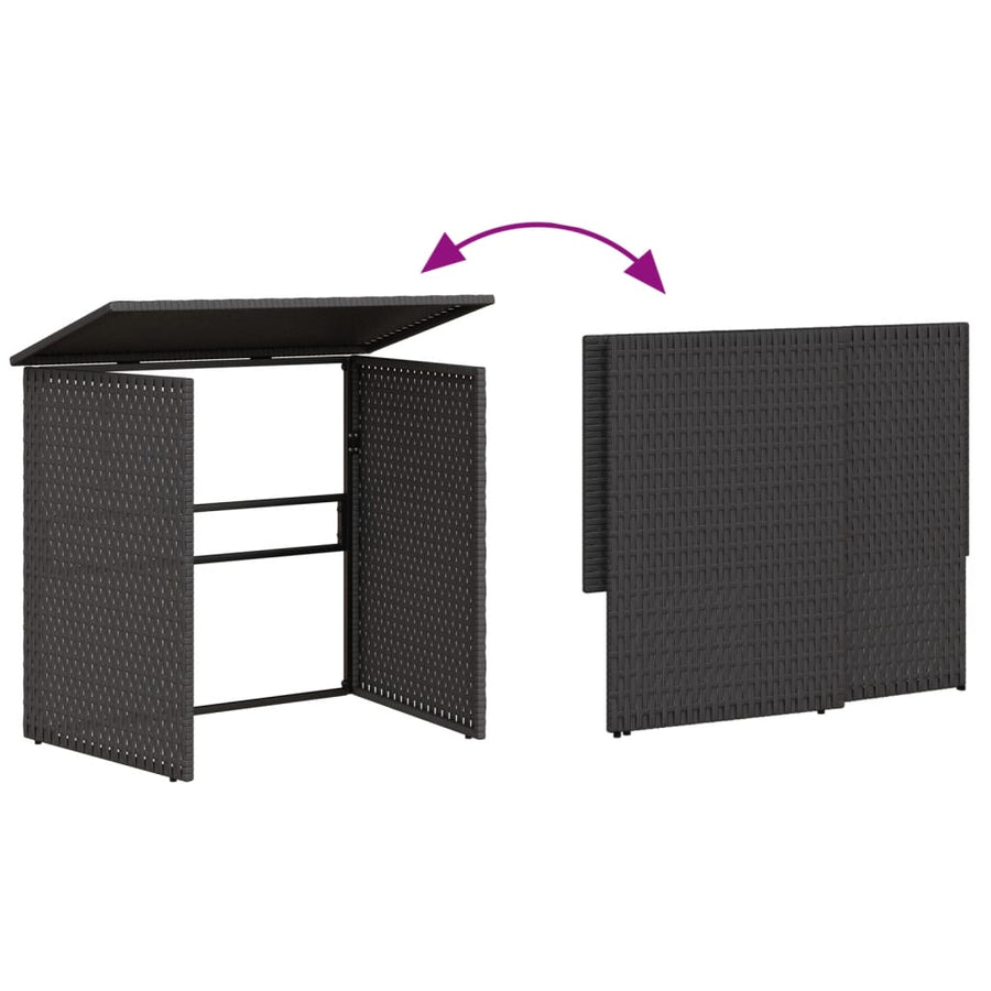Tuinbank Met Tafel En Kussens L-Vormig Poly Rattan Zwart