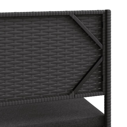 Tuinbank Met Tafel En Kussens L-Vormig Poly Rattan Zwart