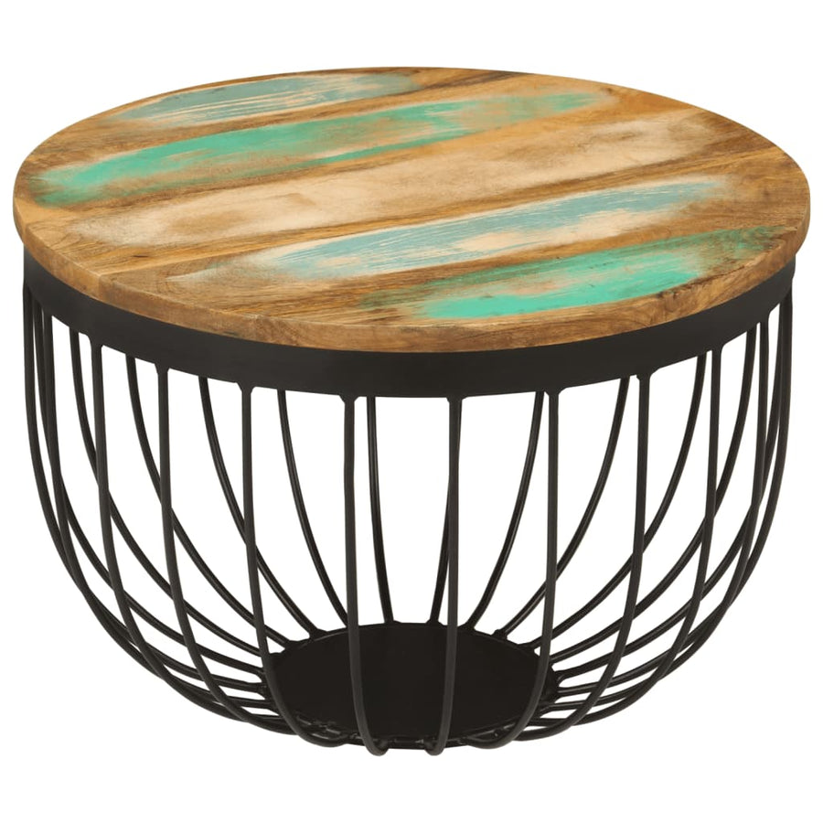 Salontafel Ø 50X35 Cm Massief Gerecycled Hout En Staal