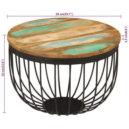 Salontafel Ø 50X35 Cm Massief Gerecycled Hout En Staal