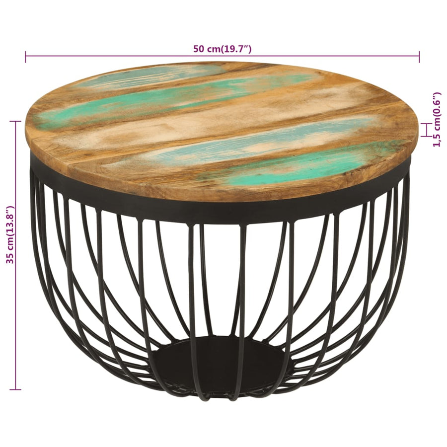 Salontafel Ø 50X35 Cm Massief Gerecycled Hout En Staal