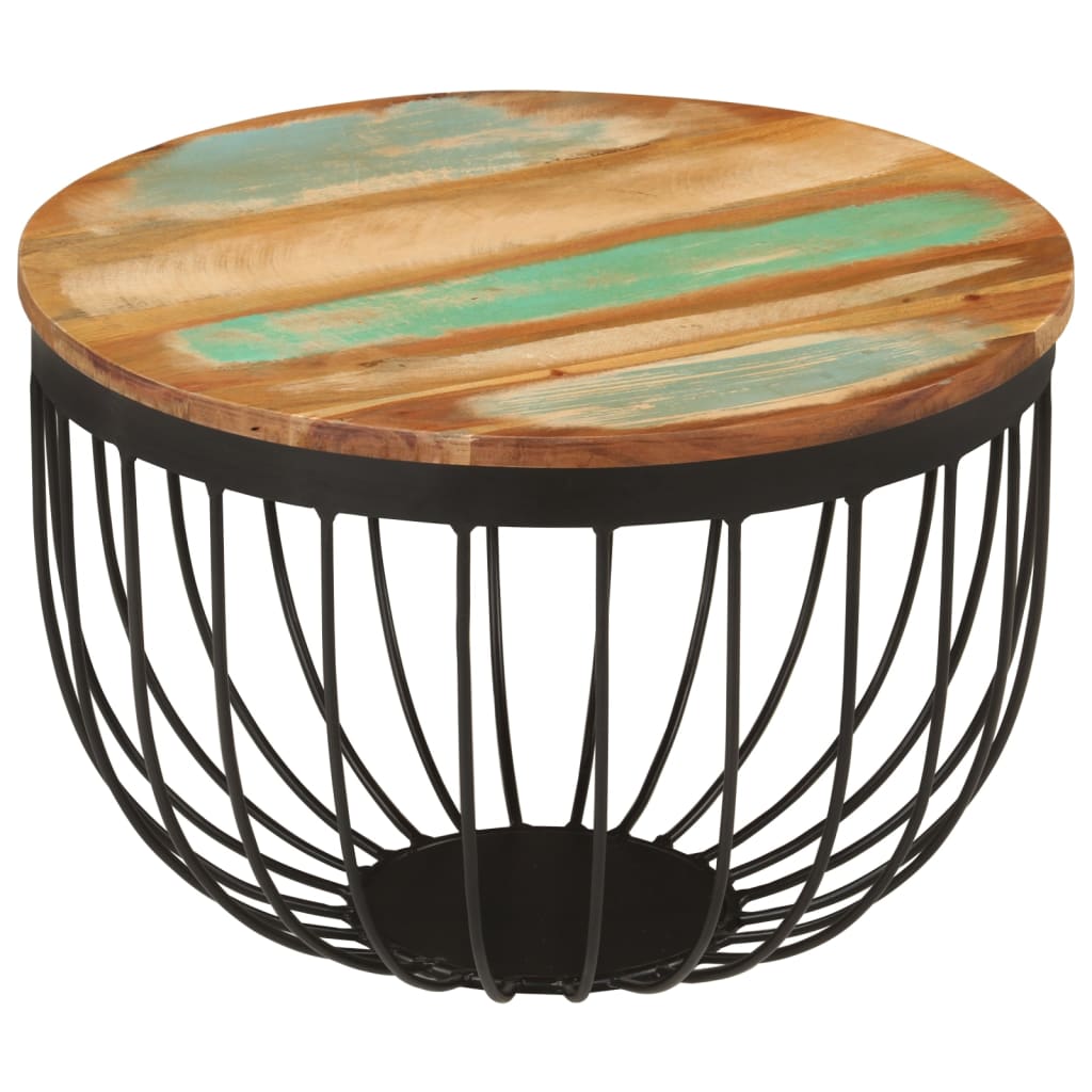Salontafel Ø 50X35 Cm Massief Gerecycled Hout En Staal