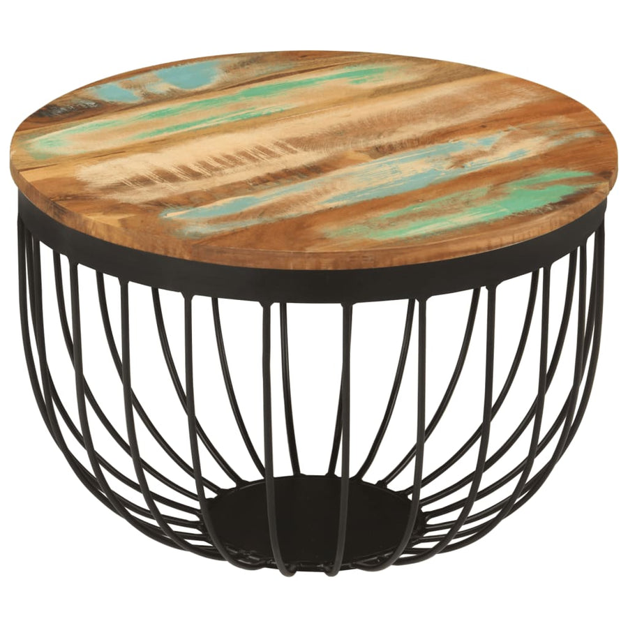 Salontafel Ø 50X35 Cm Massief Gerecycled Hout En Staal
