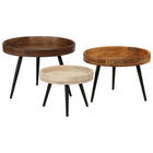 Salontafel set 3 st massief mangohout rond