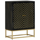 Sideboard with 2 doors 55x30x75 cm mango wood black and gold