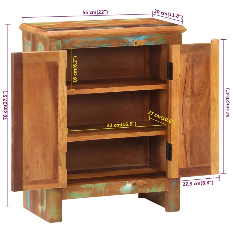 Dressoir Met 2 Deuren 55X30X70 Cm Massief Gerecycled Hout