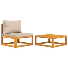 2-Delige Loungeset Met Kussens Massief Acaciahout Taupe midden + hoekTafel