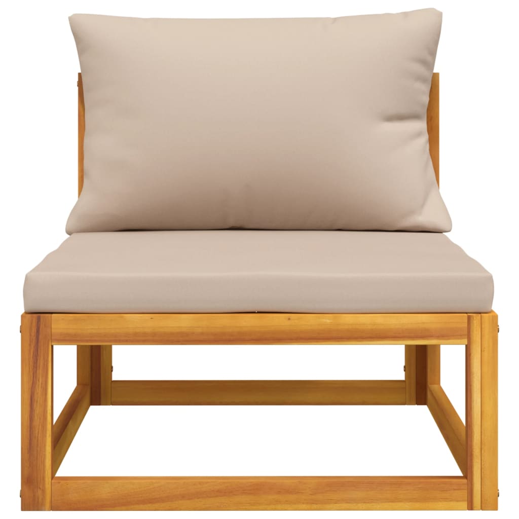 2-Delige Loungeset Met Kussens Massief Acaciahout Taupe midden + hoekTafel