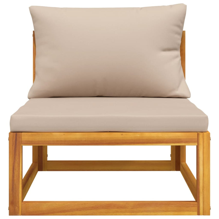 2-Delige Loungeset Met Kussens Massief Acaciahout Taupe midden + hoekTafel