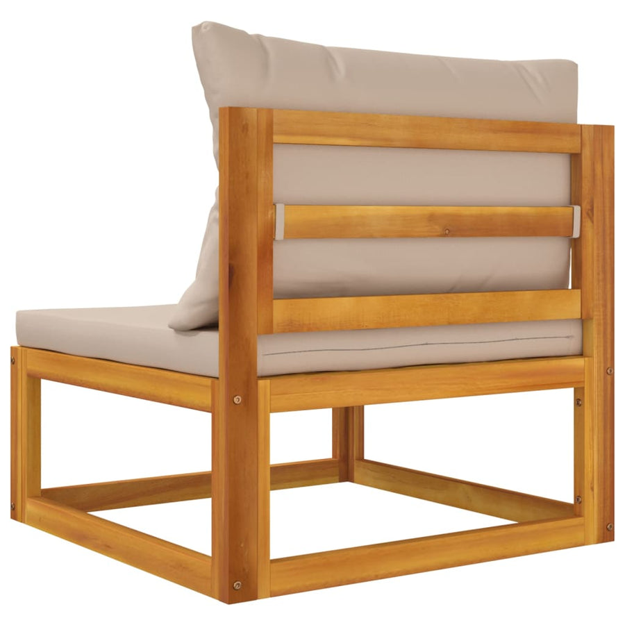 2-Delige Loungeset Met Kussens Massief Acaciahout Taupe midden + hoekTafel