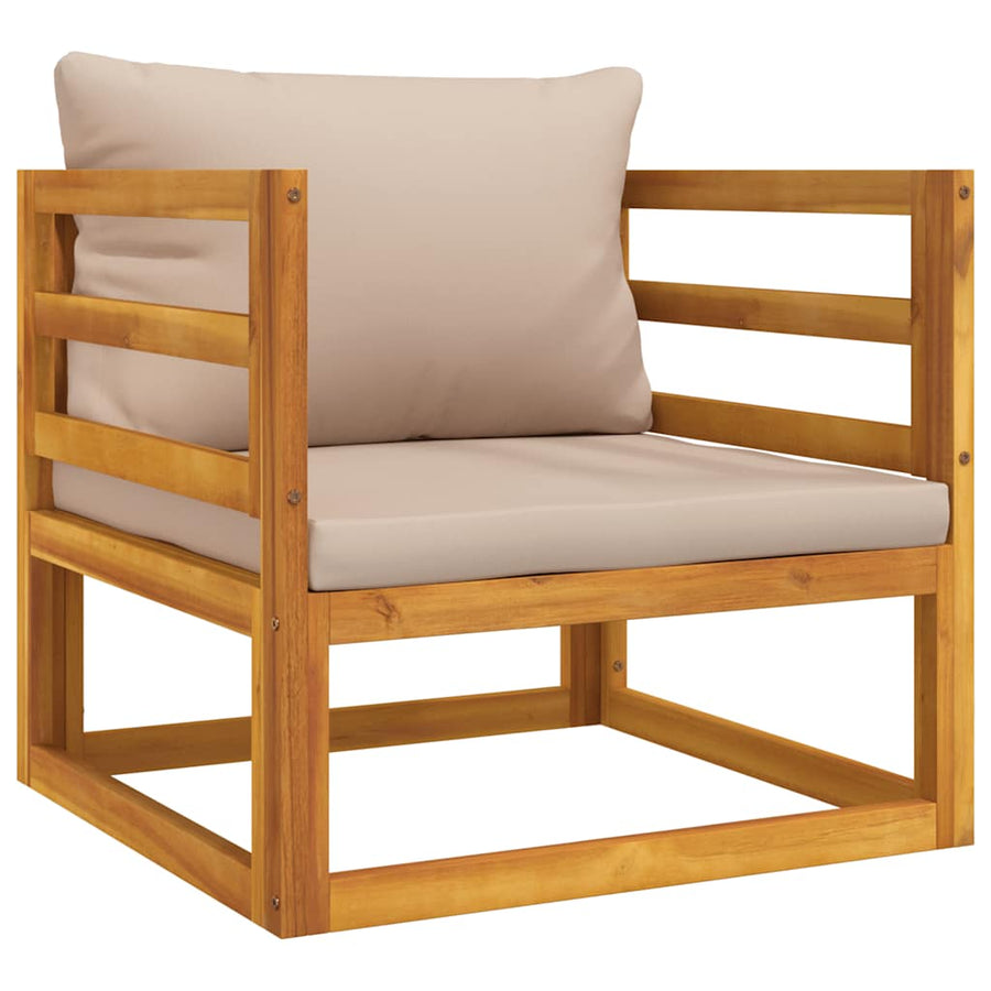 Tuinstoel met kussens massief acaciahout taupe