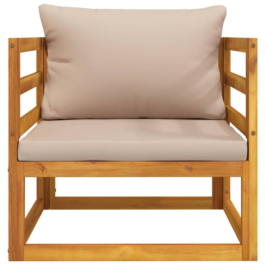 Tuinstoel met kussens massief acaciahout taupe