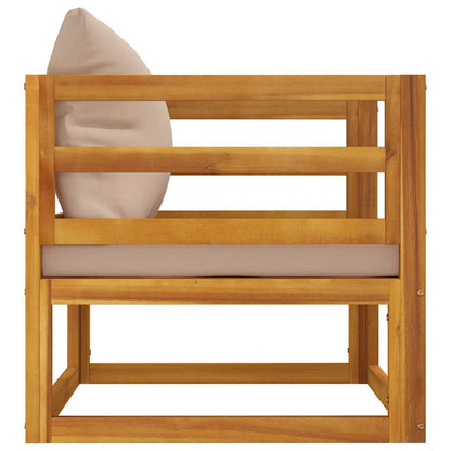 Tuinstoel met kussens massief acaciahout taupe