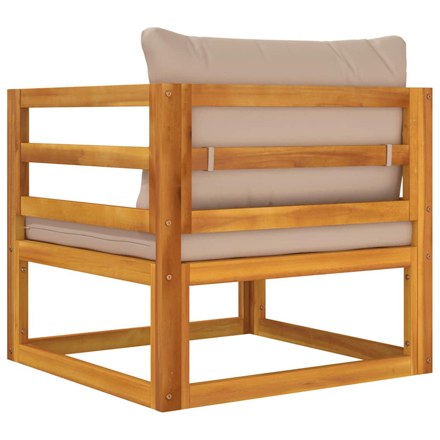 Tuinstoel met kussens massief acaciahout taupe