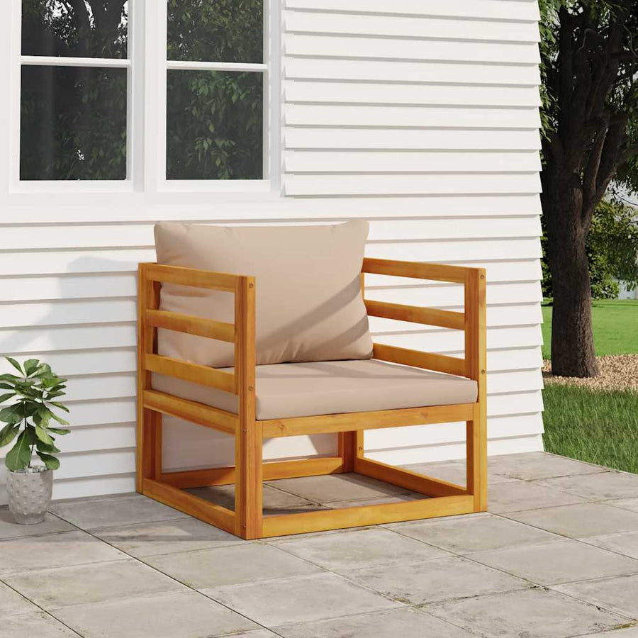 Tuinstoel met kussens massief acaciahout taupe