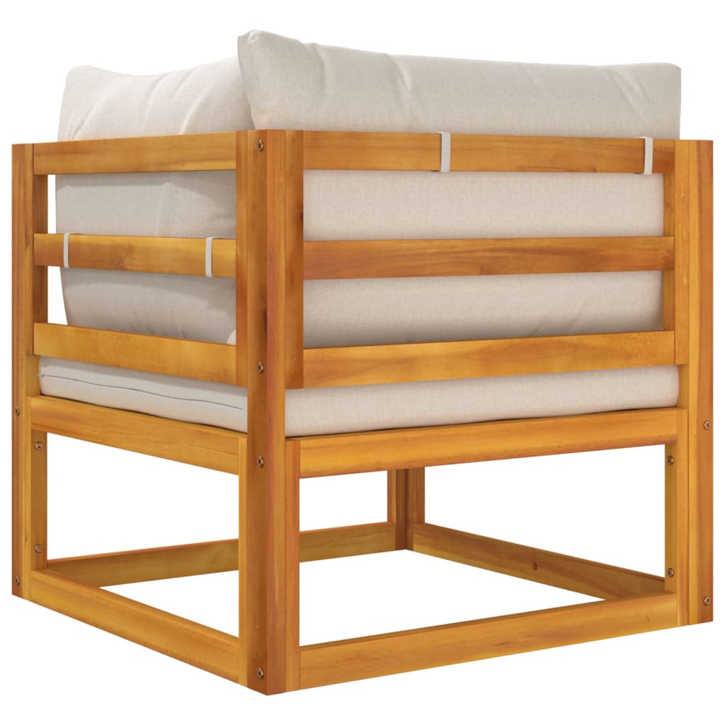 2-Delige Loungeset Met Kussens Massief Acaciahout Lichtgrijs hoek + midden