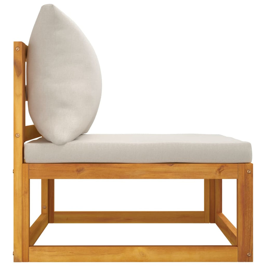 2-Delige Loungeset Met Kussens Massief Acaciahout Lichtgrijs midden + hoekTafel