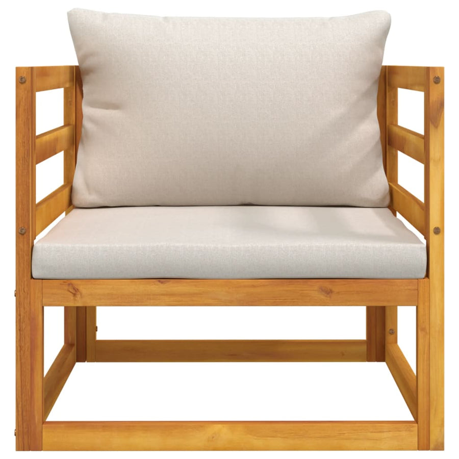 Tuinstoel Met Kussens Massief Acaciahout Lichtgrijs Fauteuil