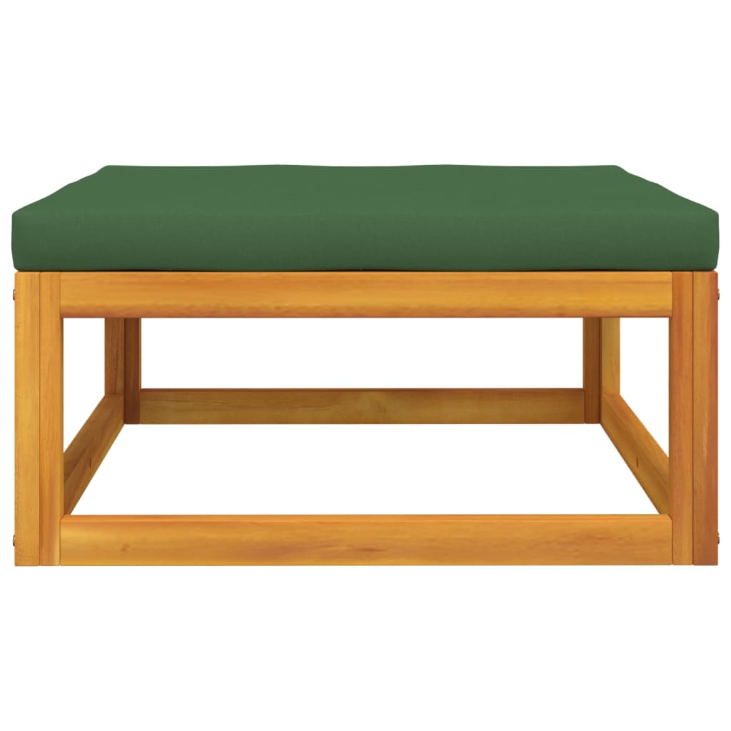 3-Delige Loungeset Met Kussens Massief Acaciahout Groen midden + voetensteun + Tafel