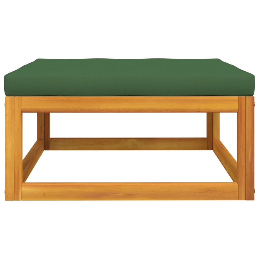 3-Delige Loungeset Met Kussens Massief Acaciahout Groen midden + voetensteun + Tafel