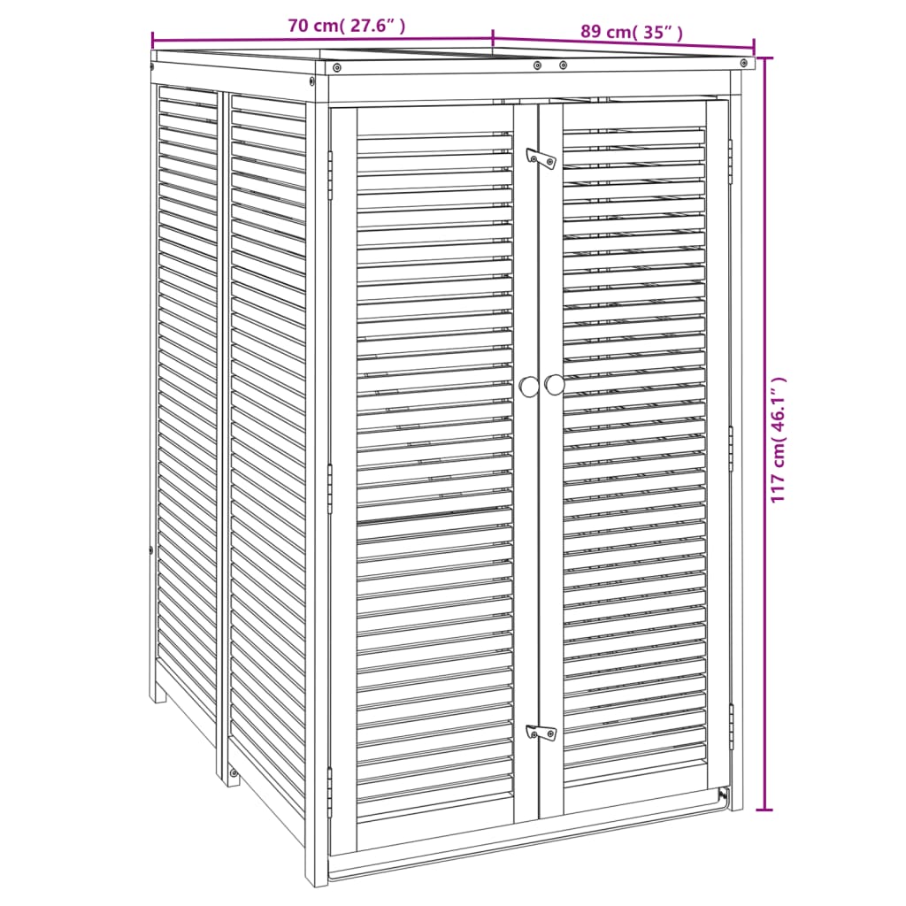 Afvalbakberging Enkel 70X89X117 Cm Massief Acaciahout 1 container