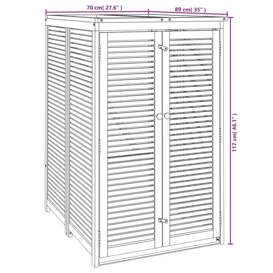 Afvalbakberging Enkel 70X89X117 Cm Massief Acaciahout 1 container