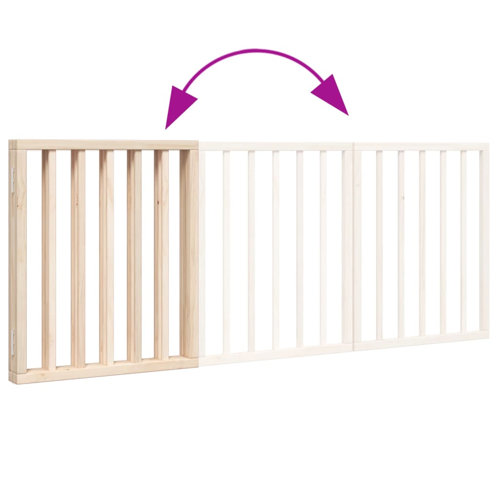 Hondenhek Inklapbaar 3 Panelen 150 Cm Populierenhout 50 x 60 x 2 cm Naturel