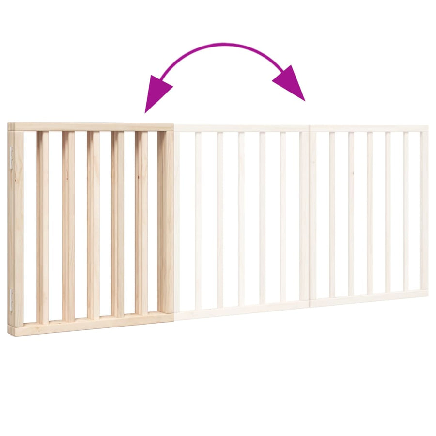 Hondenhek Inklapbaar 3 Panelen 150 Cm Populierenhout 50 x 60 x 2 cm Naturel