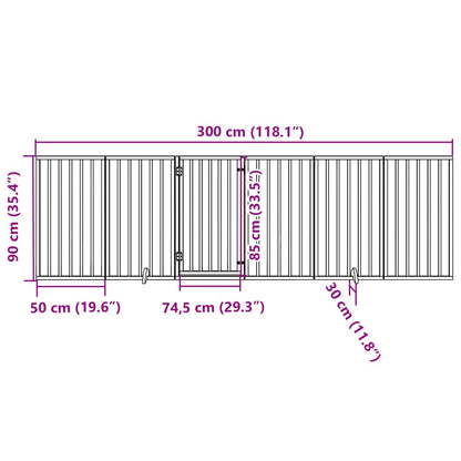 Hondenhek Inklapbaar 6 Panelen 300 Cm Populierenhout 50 x 90 x 2 cm Naturel