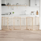 Folding Dog Gate with Door 6 Panels 300 cm Poplar Wood