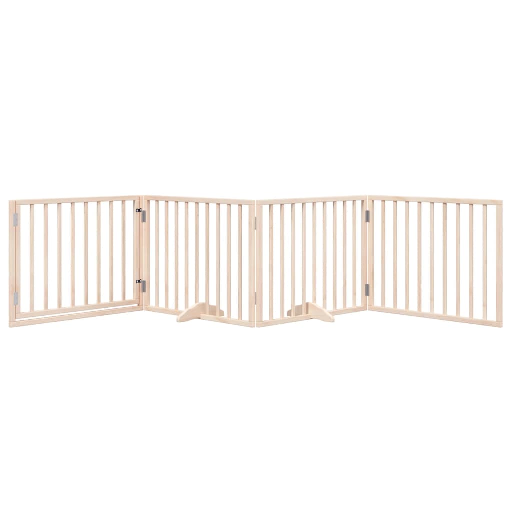 Hondenhek Inklapbaar Met Deur 4 Panelen 320 Cm Populierenhout 80 x 60 x 2 cm Naturel