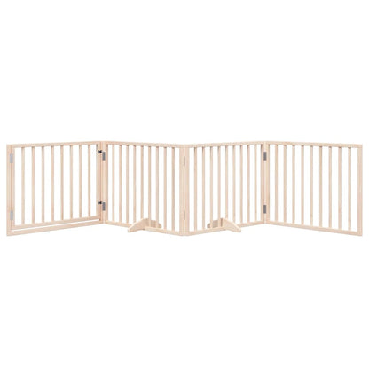 Hondenhek Inklapbaar Met Deur 4 Panelen 320 Cm Populierenhout 80 x 60 x 2 cm Naturel