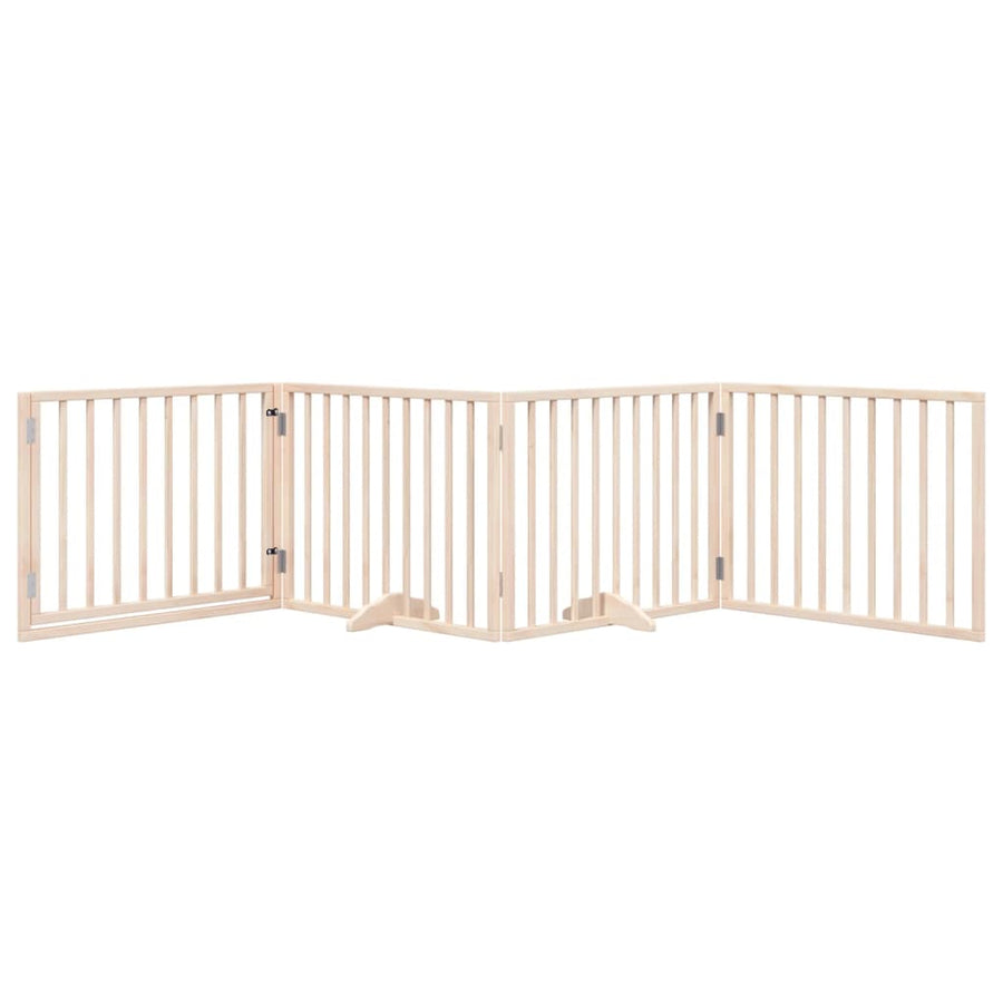 Hondenhek Inklapbaar Met Deur 4 Panelen 320 Cm Populierenhout 80 x 60 x 2 cm Naturel